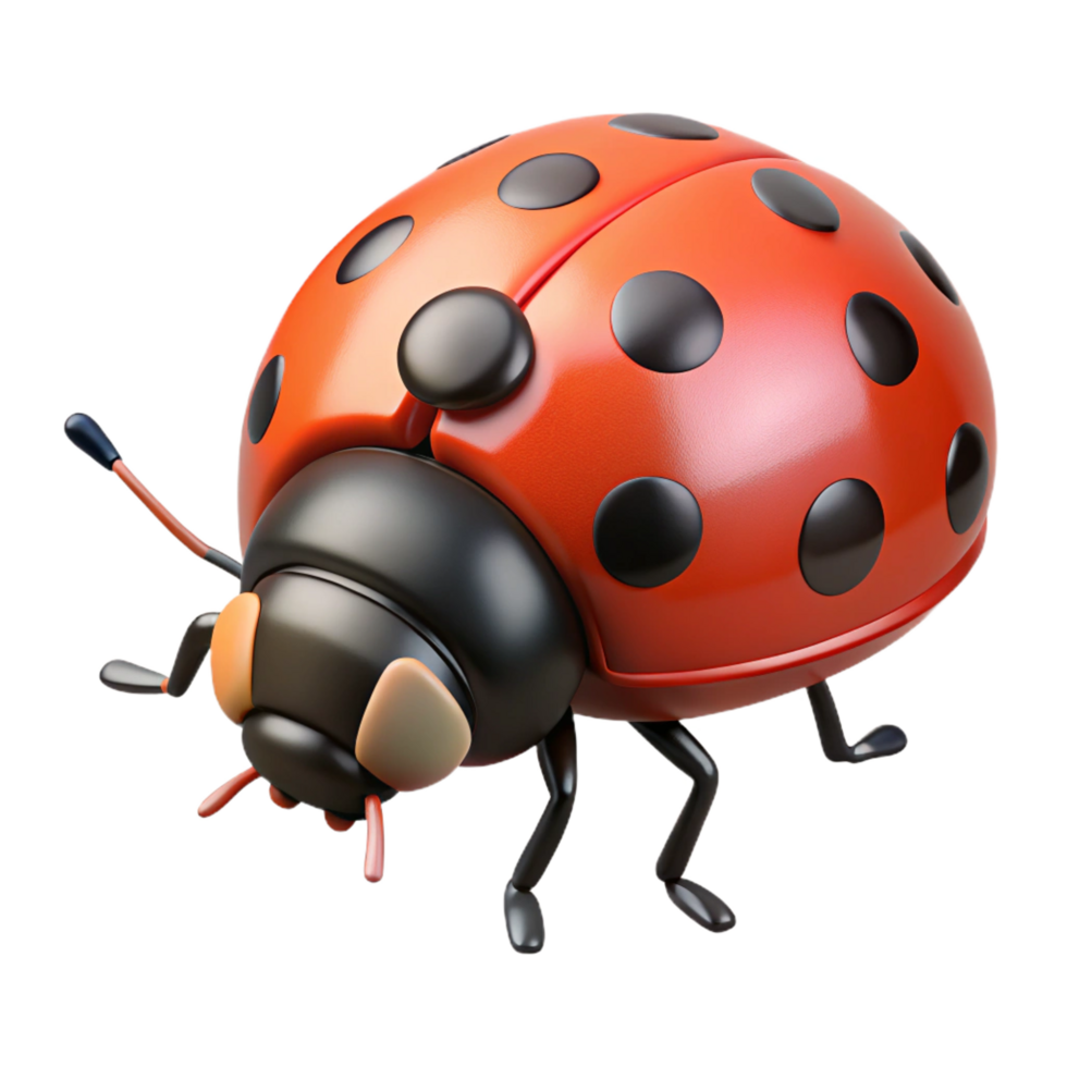 elegant rare A spotted ladybug, crawling. NO BACKGROUND with Transparent Background. png