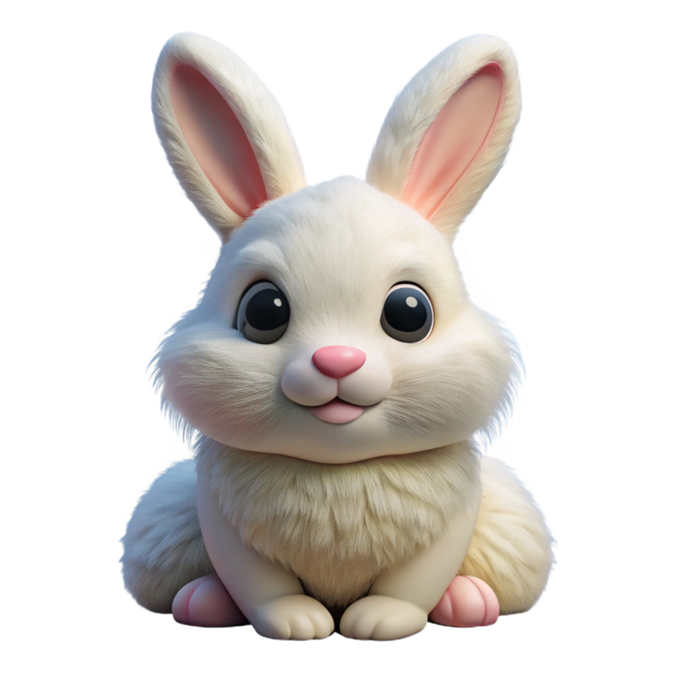 spectacular dynamic abstract A fluffy white rabbit, sitting, ears up. NO BACKGROUND with Transparent Background. original png