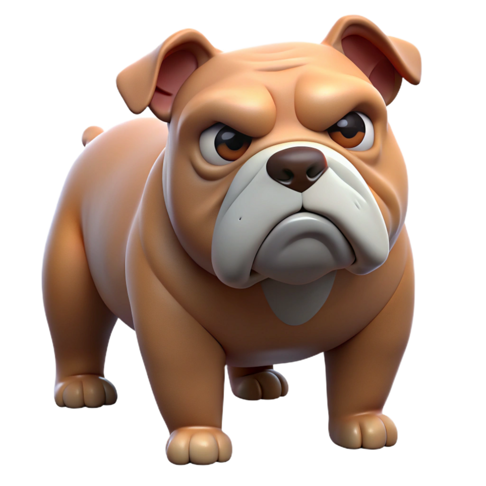 impressive dynamic futuristic A grumpy-looking bulldog, wrinkles prominent. NO BACKGROUND with Transparent Background. genuine png