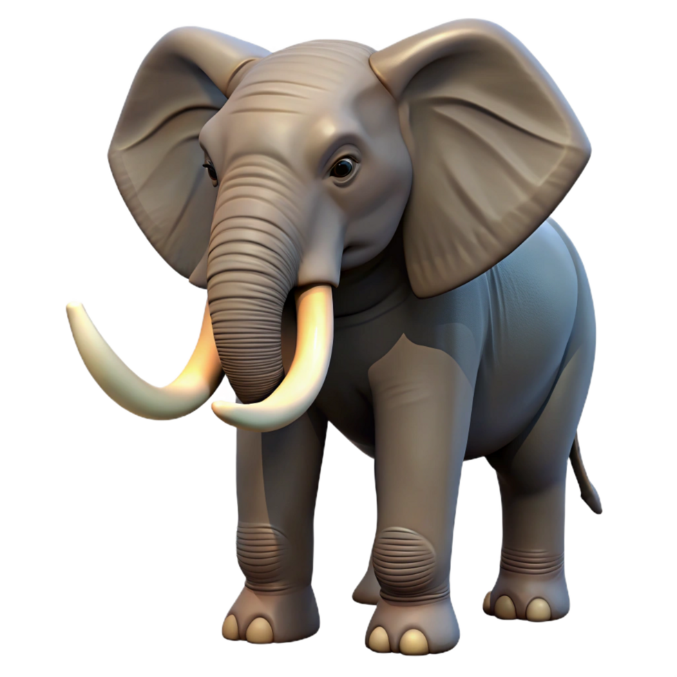reflective mesmerizing A majestic African elephant, trunk raised. NO BACKGROUND with Transparent Background. 4K png