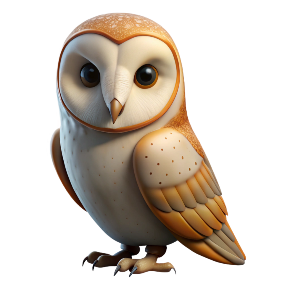 impressive bohemian A perched barn owl, staring intensely. NO BACKGROUND with Transparent Background. museum quality png
