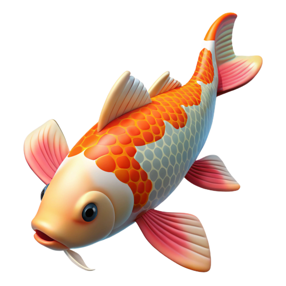 spectacular exceptional A colorful koi fish, swimming. NO BACKGROUND with Transparent Background. png