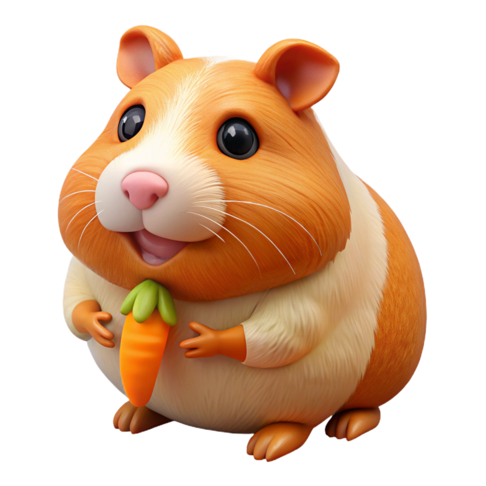 splendid baroque A guinea pig, eating a carrot. NO BACKGROUND with Transparent Background. masterfully captured png