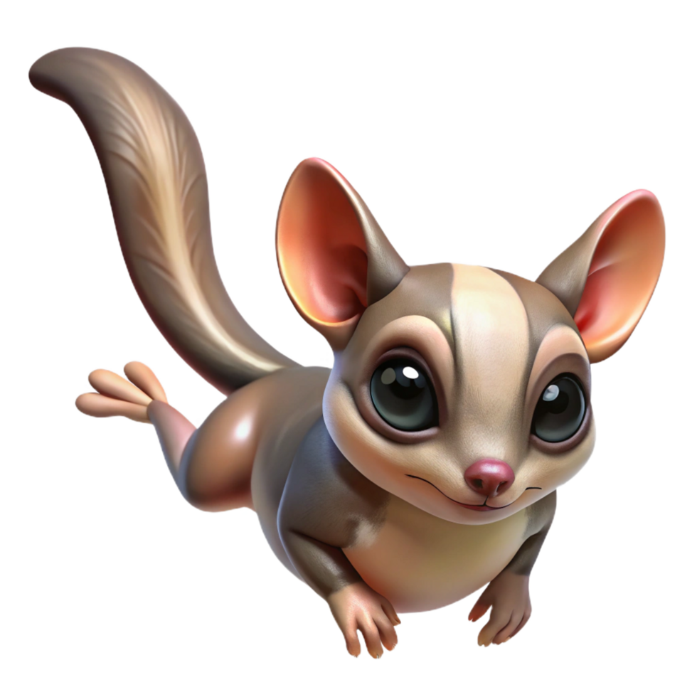 striking mid-century A sugar glider, gliding. NO BACKGROUND with Transparent Background. genuine png