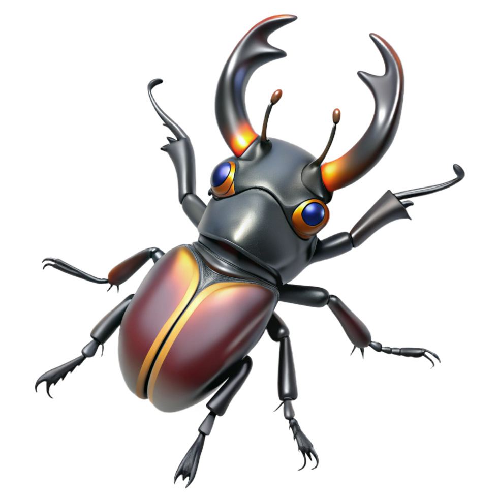 hypnotic organic A stag beetle, mandibles open. NO BACKGROUND with Transparent Background. high resolution png