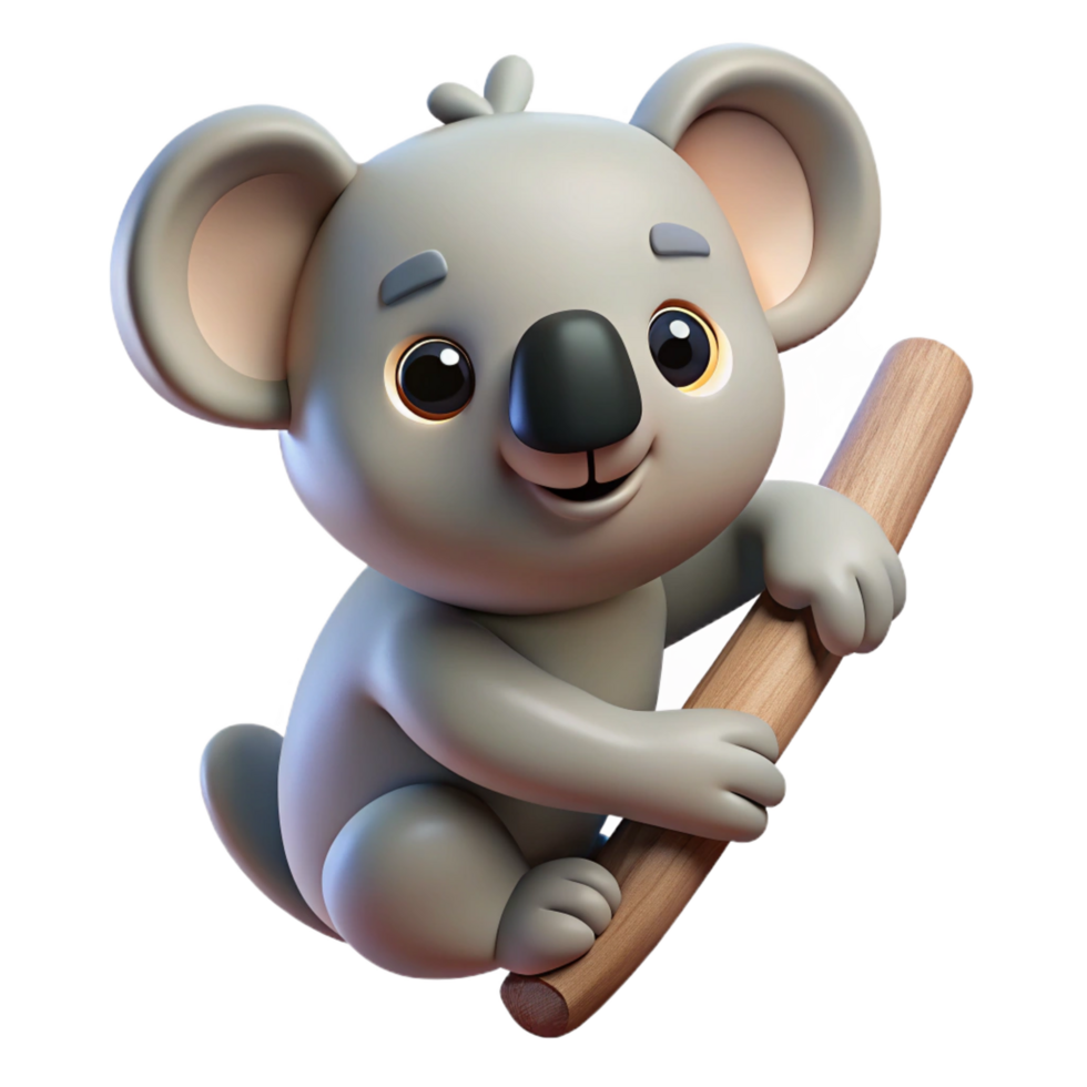 remarkable abstract A koala, clinging to a tree branch. NO BACKGROUND with Transparent Background. flawless png