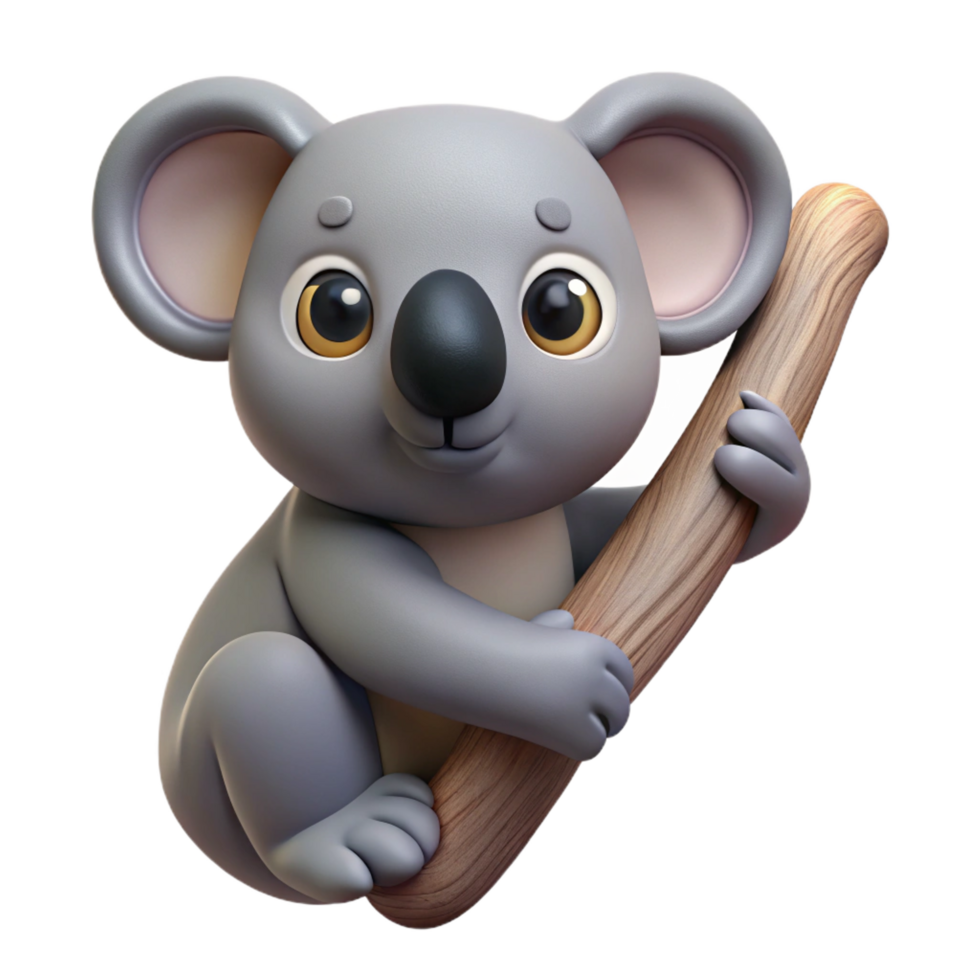 impressive memorable A koala, clinging to a tree branch. NO BACKGROUND with Transparent Background. png
