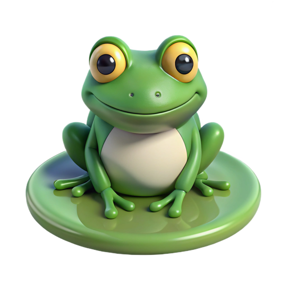 mysterious beautiful A frog, sitting on a lily pad. NO BACKGROUND with Transparent Background. detailed png