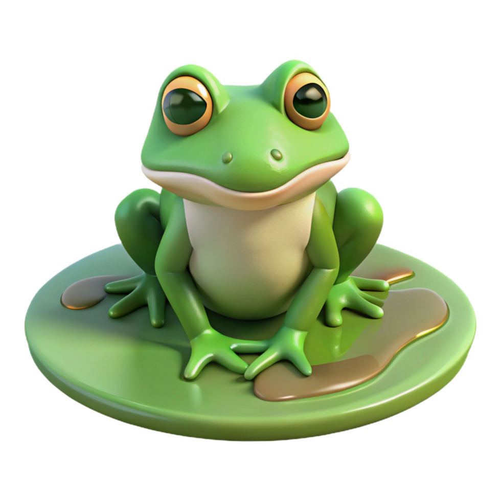 calm extraordinary A frog, sitting on a lily pad. NO BACKGROUND with Transparent Background. artisan png