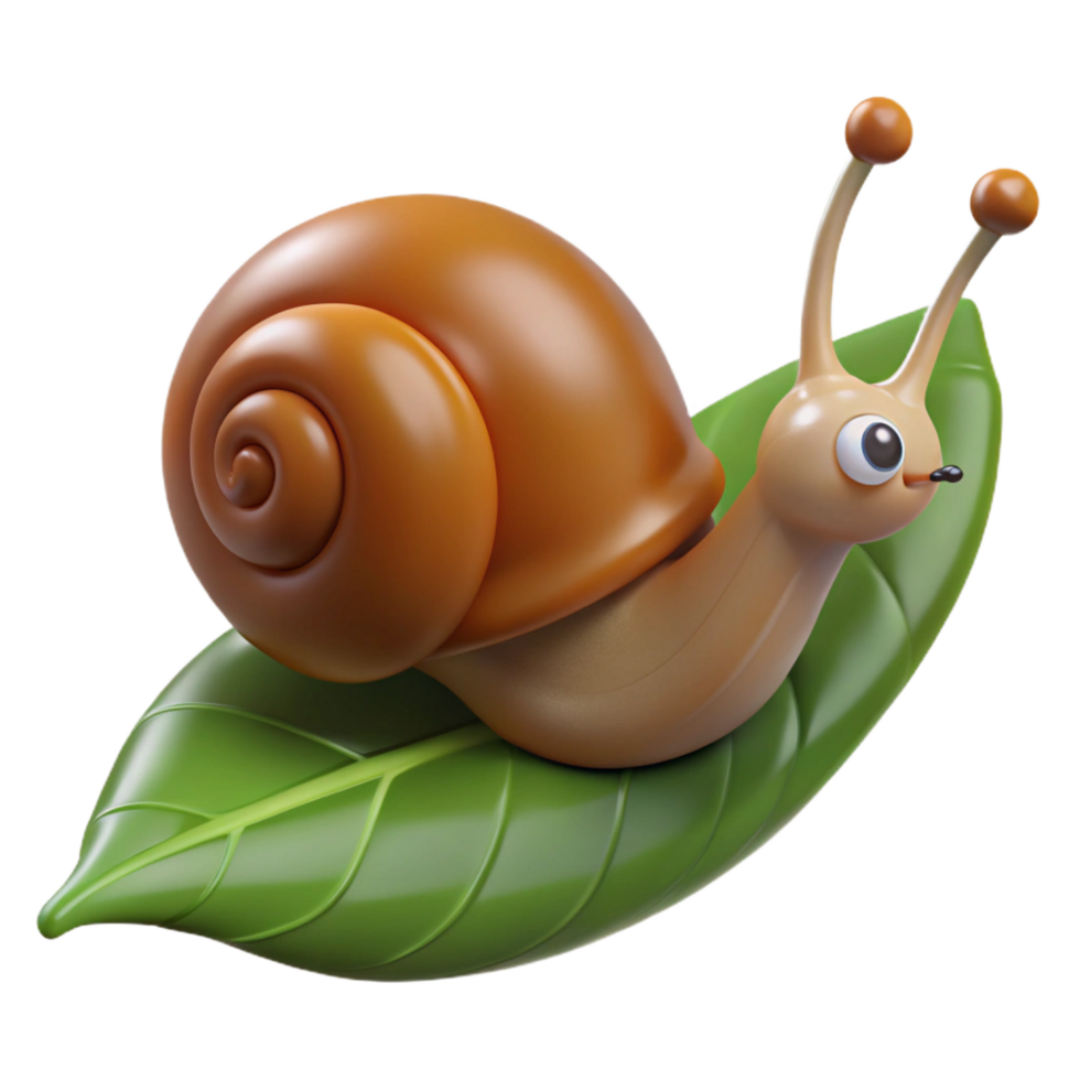 passionate spectacular A snail, crawling on a leaf. NO BACKGROUND with Transparent Background. high resolution png