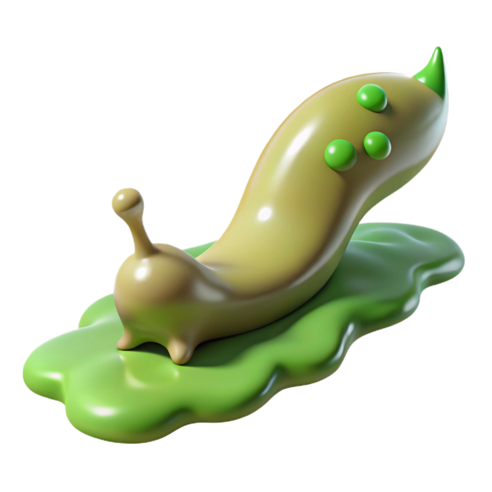 glorious mid-century A slug, leaving a slime trail. NO BACKGROUND with Transparent Background. crisp png