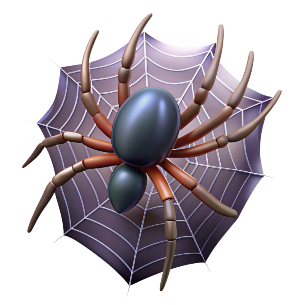 sumptuous futuristic A spider, spinning a web. NO BACKGROUND with Transparent Background. authentic png