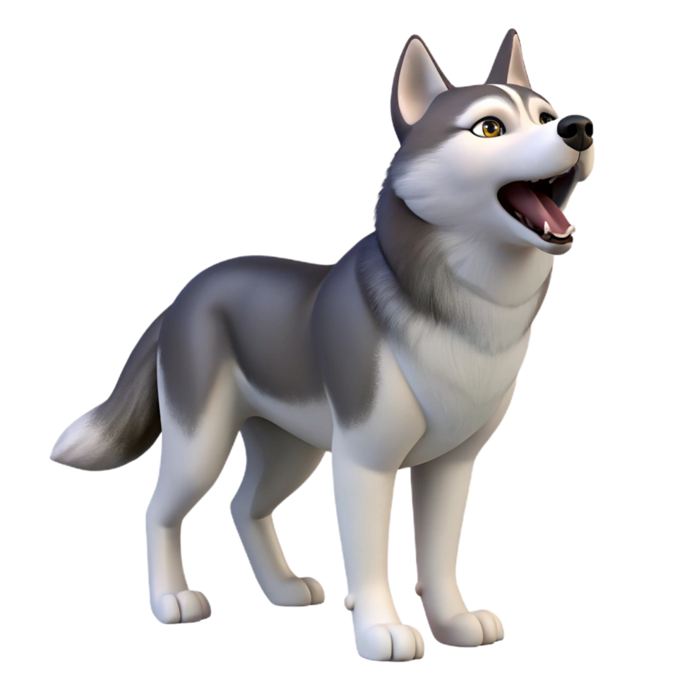 nostalgic spectacular A Siberian Husky, howling. NO BACKGROUND with Transparent Background. genuine png