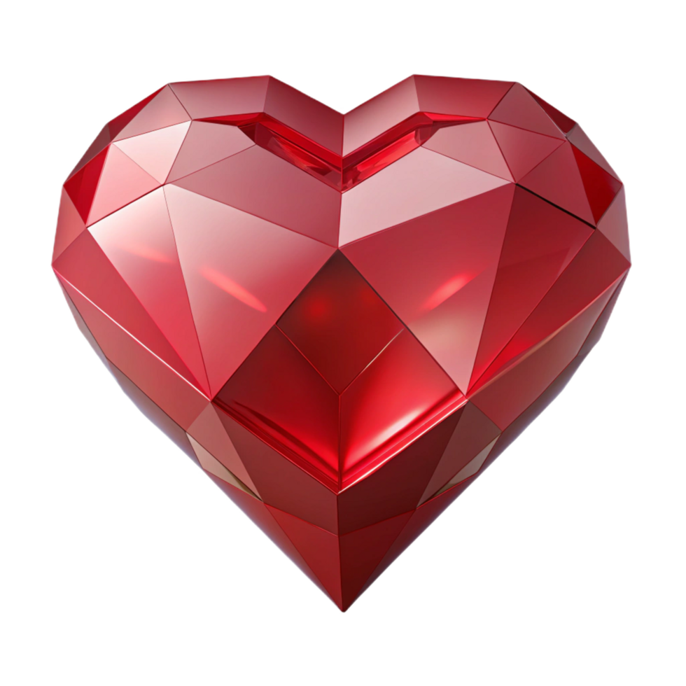 glorious minimalist A single, blood-red ruby, cut in the shape of a heart. NO BACKGROUND with Transparent Background. 4K png