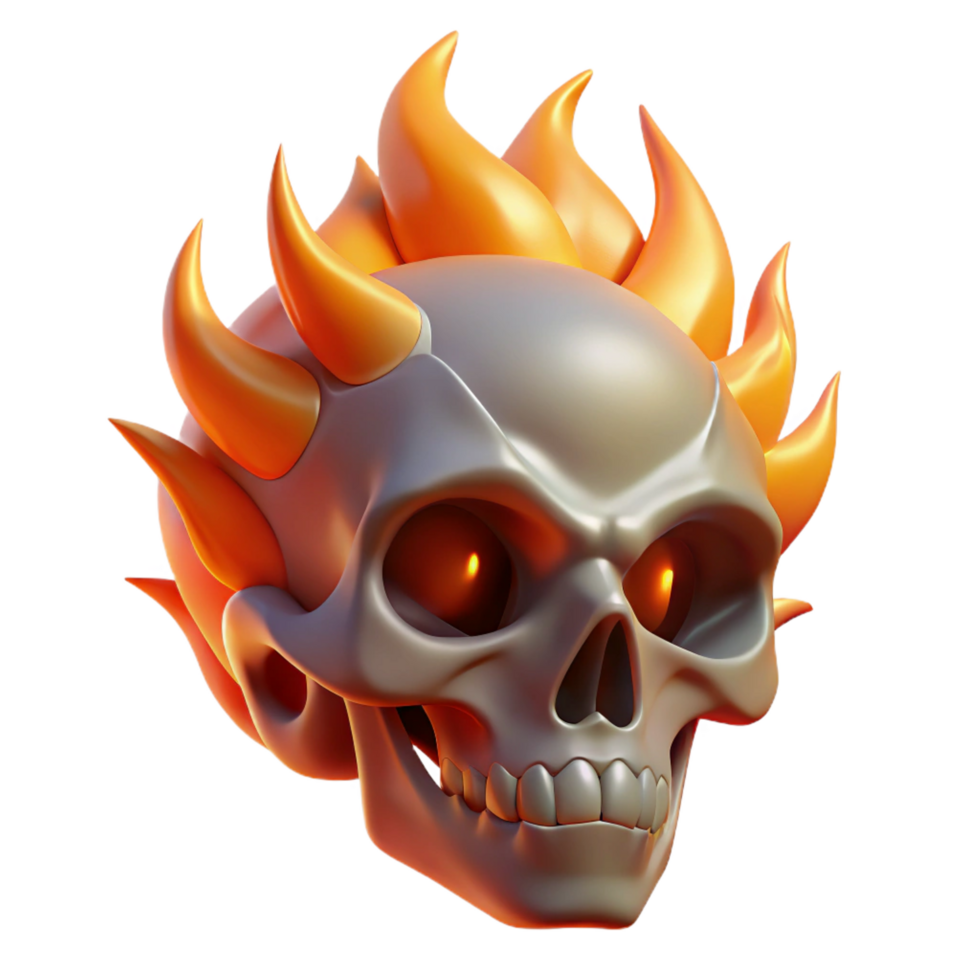 breathtaking energetic elegant A stylized skull, wreathed in ethereal flames. NO BACKGROUND with Transparent Background. high resolution png