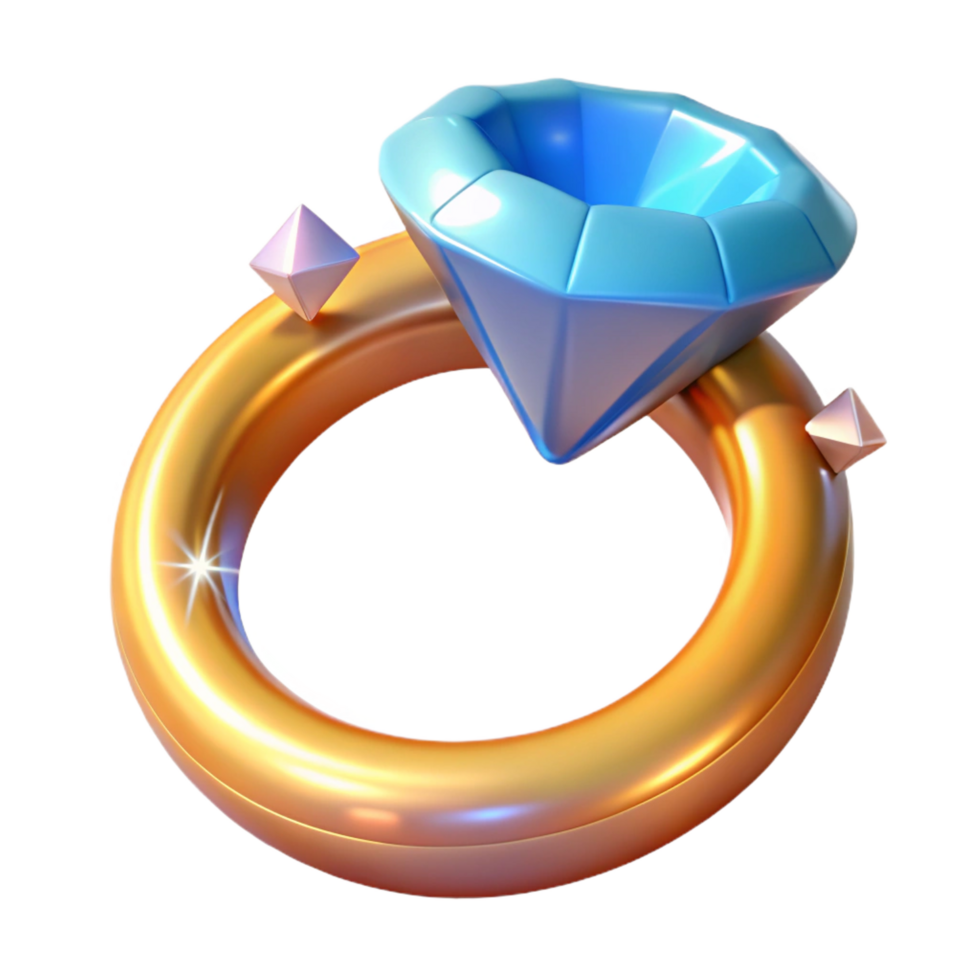 dazzling intense futuristic A magical ring, set with a large, sparkling diamond. NO BACKGROUND with Transparent Background. high quality png