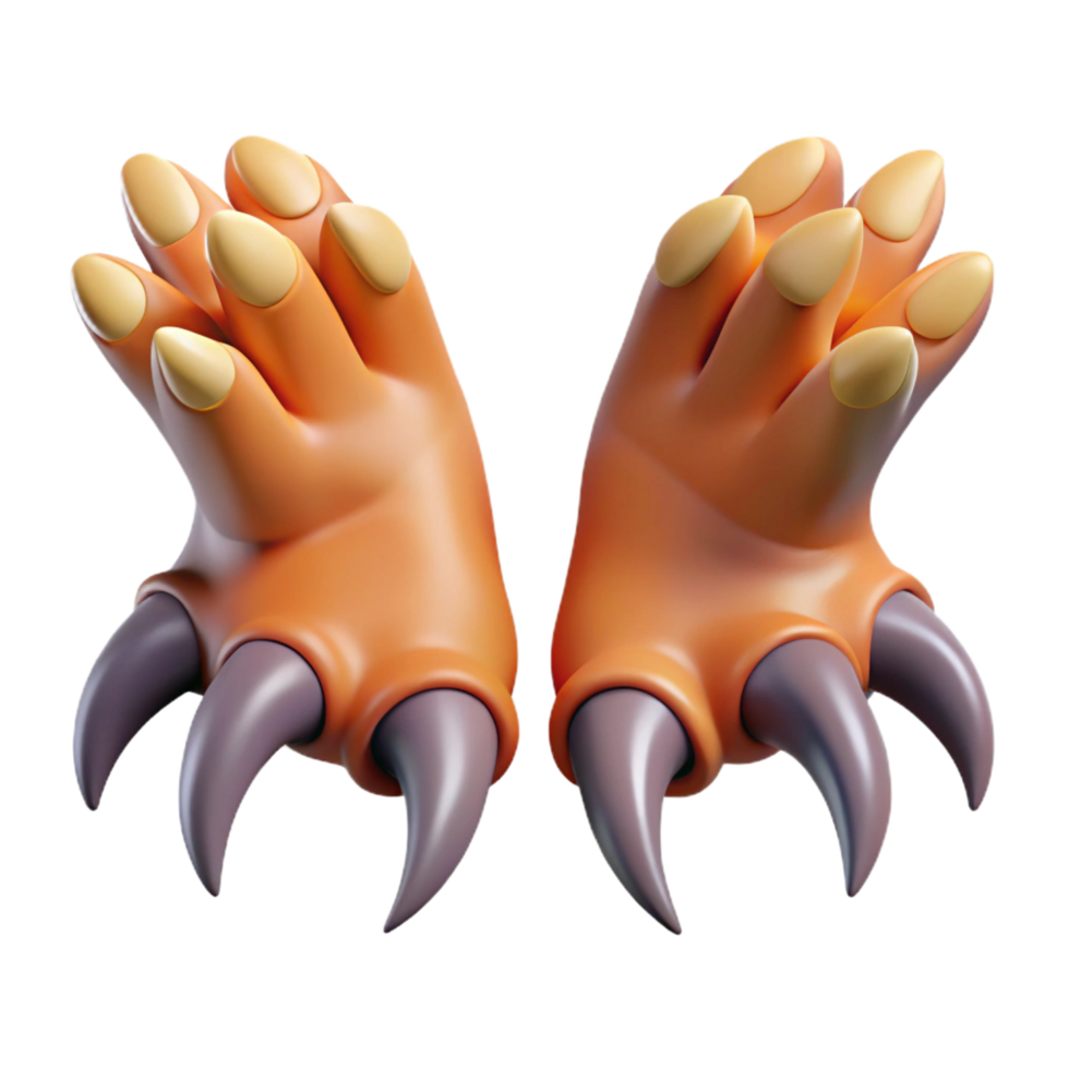 breathtaking mysterious tropical A pair of clawed monster hands, reaching forward. NO BACKGROUND with Transparent Background. refined png
