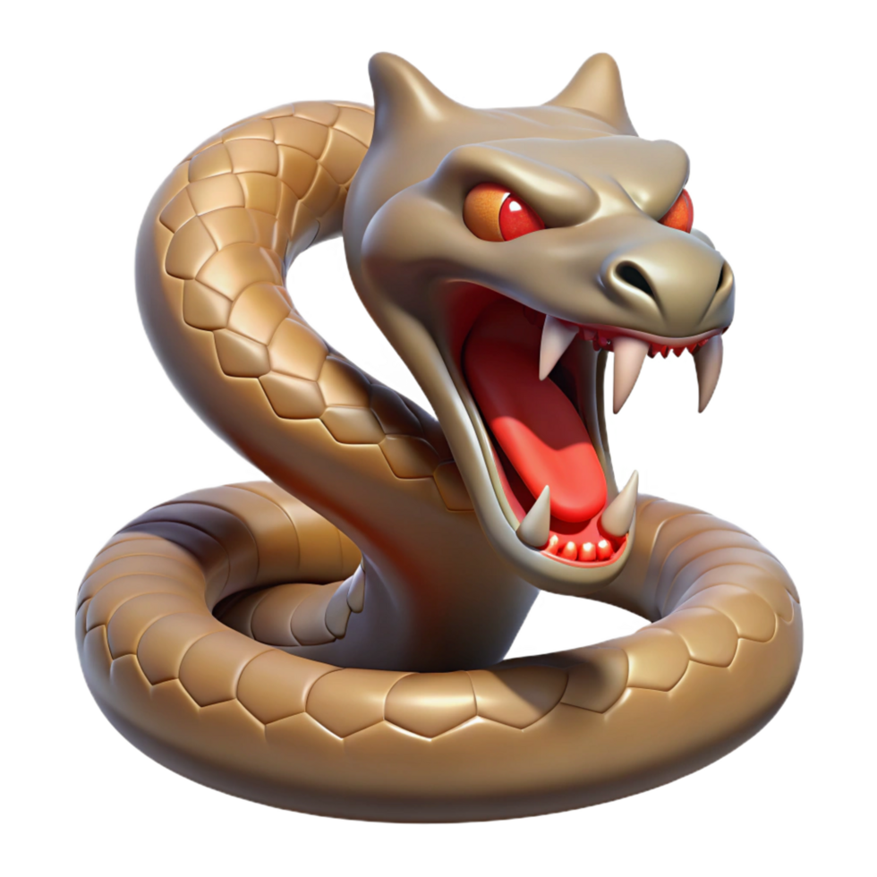 iconic abstract A coiled viper, fangs bared, ready to strike. NO BACKGROUND with Transparent Background. sharp png