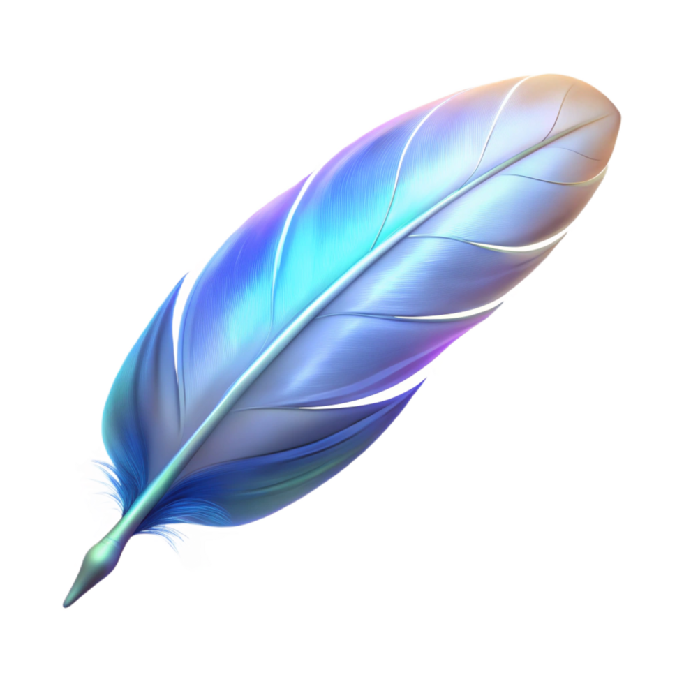 energetic mesmerizing A single, floating feather, glowing with an ethereal light. NO BACKGROUND with Transparent Background. original png