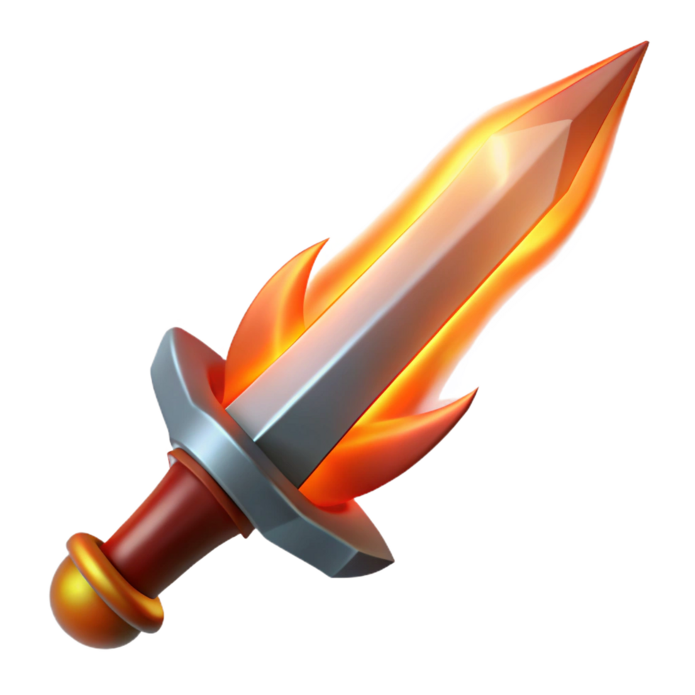 beautiful baroque A single, flaming sword, radiating intense heat. NO BACKGROUND with Transparent Background. luxury png