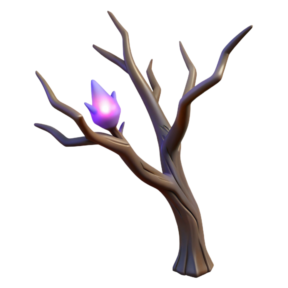 beautiful exceptional A single, withered tree branch, imbued with dark magic. NO BACKGROUND with Transparent Background. png