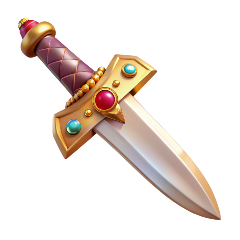dazzling classic A single, ornate dagger, hilt encrusted with jewels. NO BACKGROUND with Transparent Background. luxury png