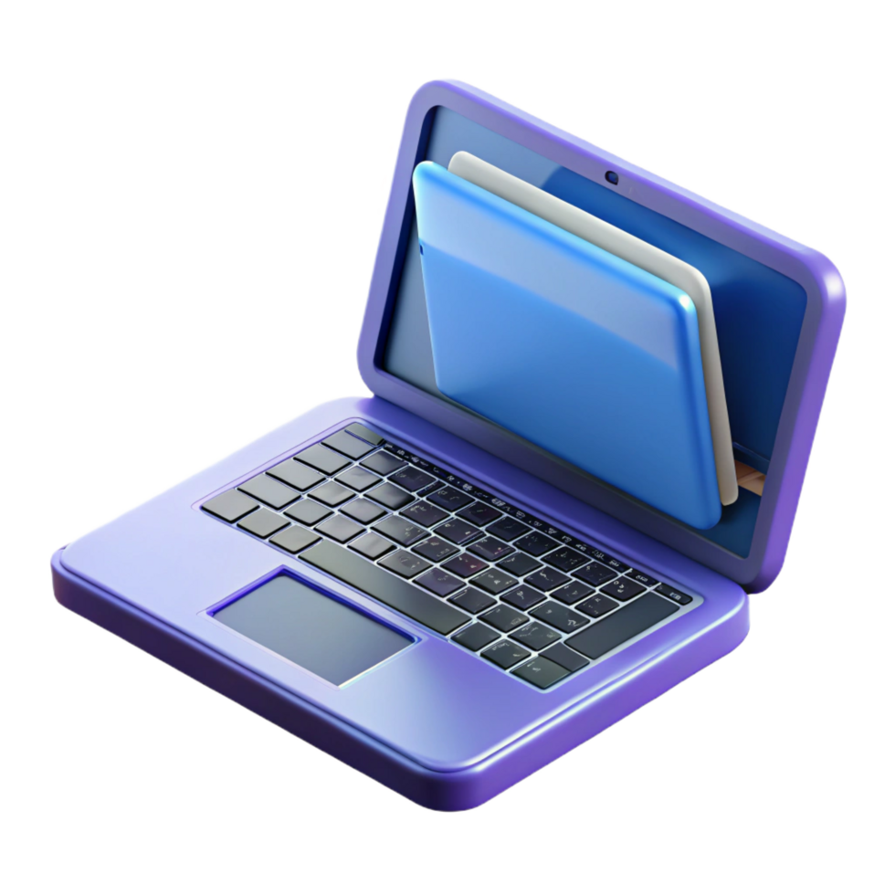 wonderful signature Laptop computer with open lid, displaying code NO BACKGROUND with Transparent Background. png