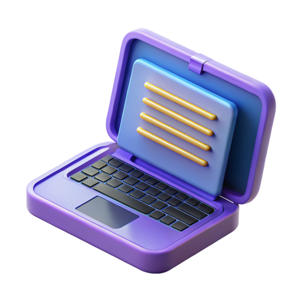 melancólico esplêndido computador portátil computador com aberto tampa, exibindo código não fundo com transparente fundo. Alto resolução png
