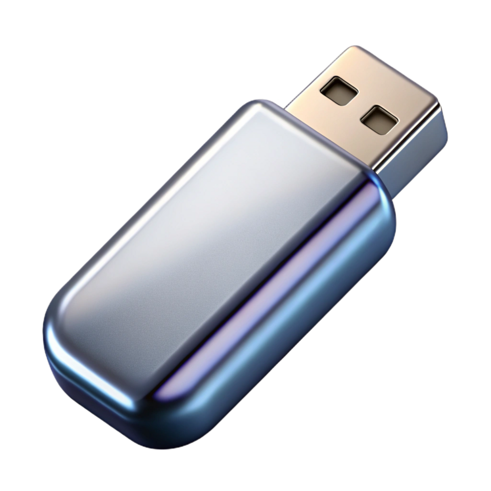 dazzling acclaimed USB flash drive, metallic silver finish NO BACKGROUND with Transparent Background. png