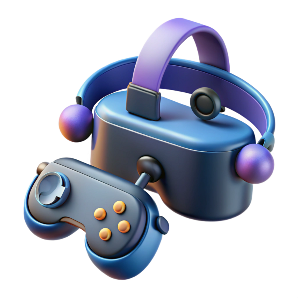 mysterious spectacular Virtual reality headset with controllers NO BACKGROUND with Transparent Background. exclusive png