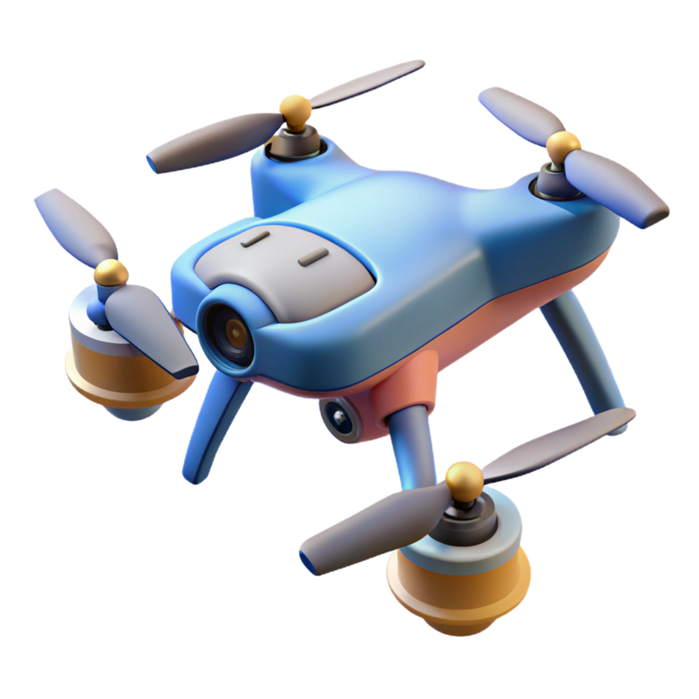 harmonious gorgeous Drone with camera attached, propellers still NO BACKGROUND with Transparent Background. elite png