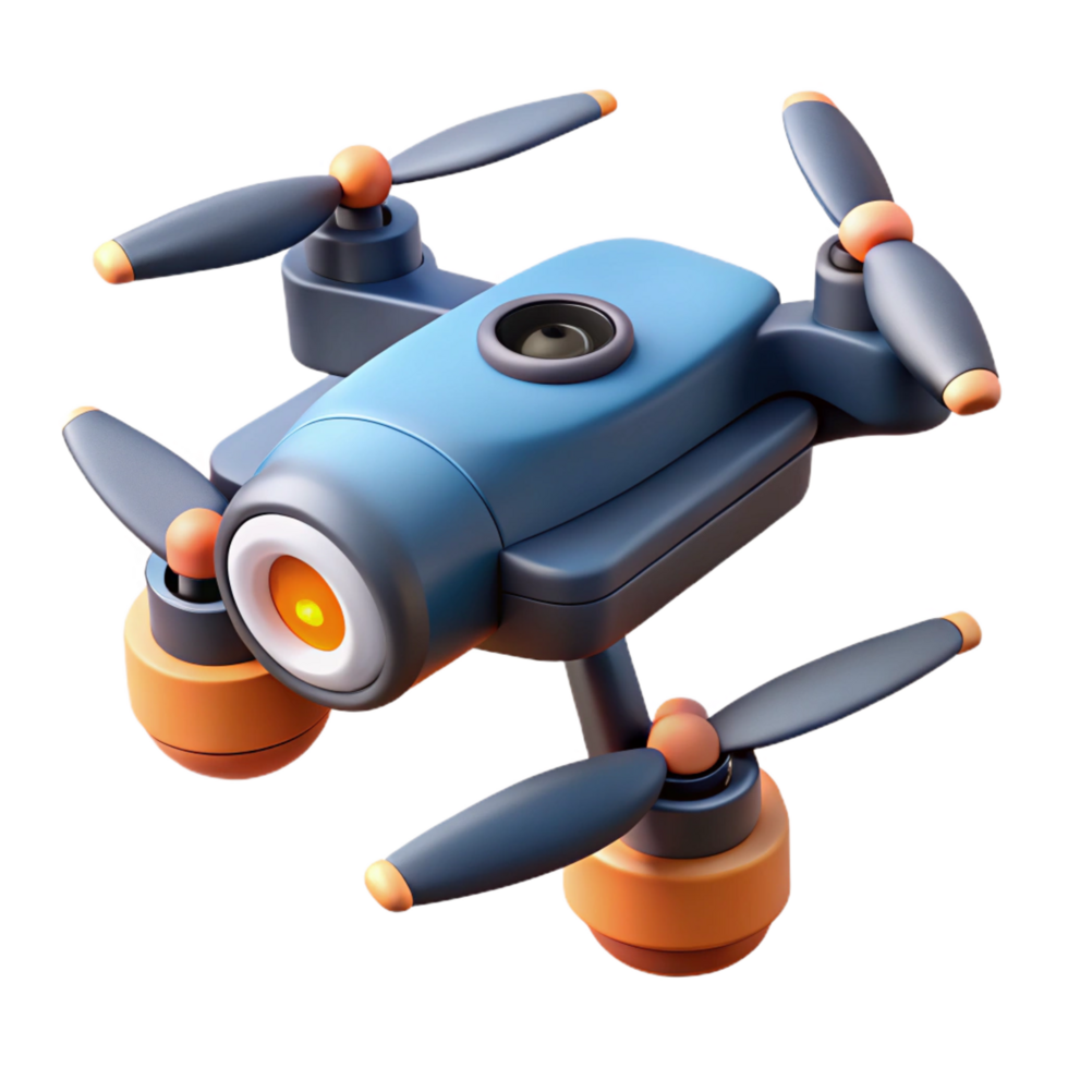 exquisite nostalgic retro Drone with camera attached, propellers still NO BACKGROUND with Transparent Background. high quality png