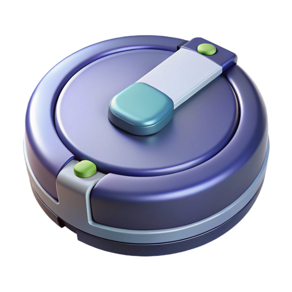 dramatic magnificent Robot vacuum cleaner, circular design NO BACKGROUND with Transparent Background. luxury png