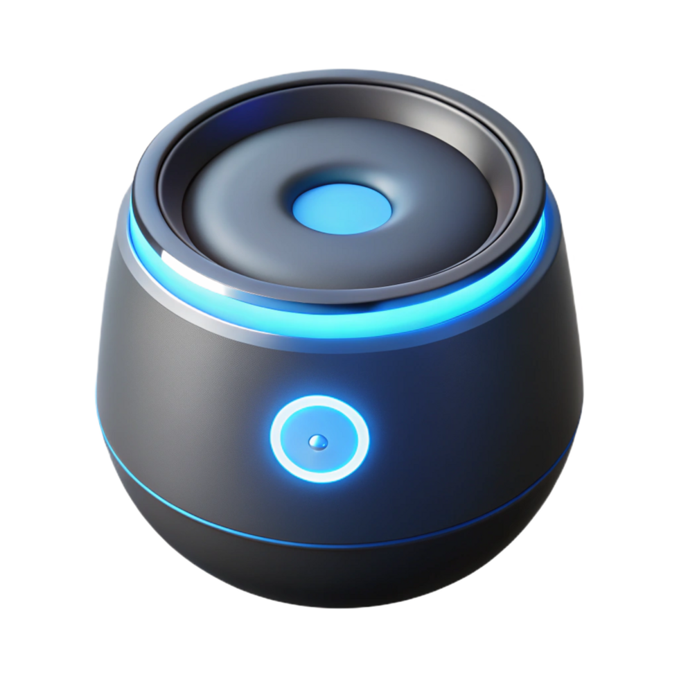 passionate hypnotic Smart speaker with glowing ring indicator NO BACKGROUND with Transparent Background. premium png