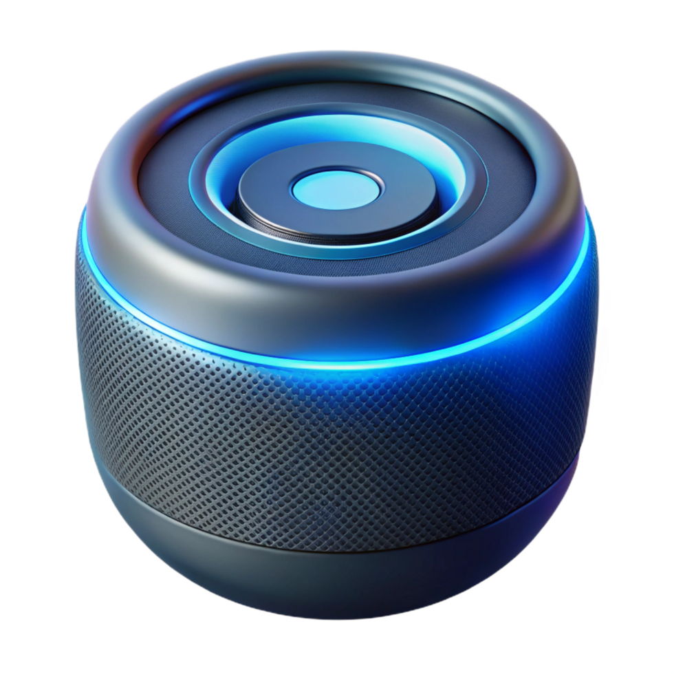 pristine gothic Smart speaker with glowing ring indicator NO BACKGROUND with Transparent Background. exclusive png