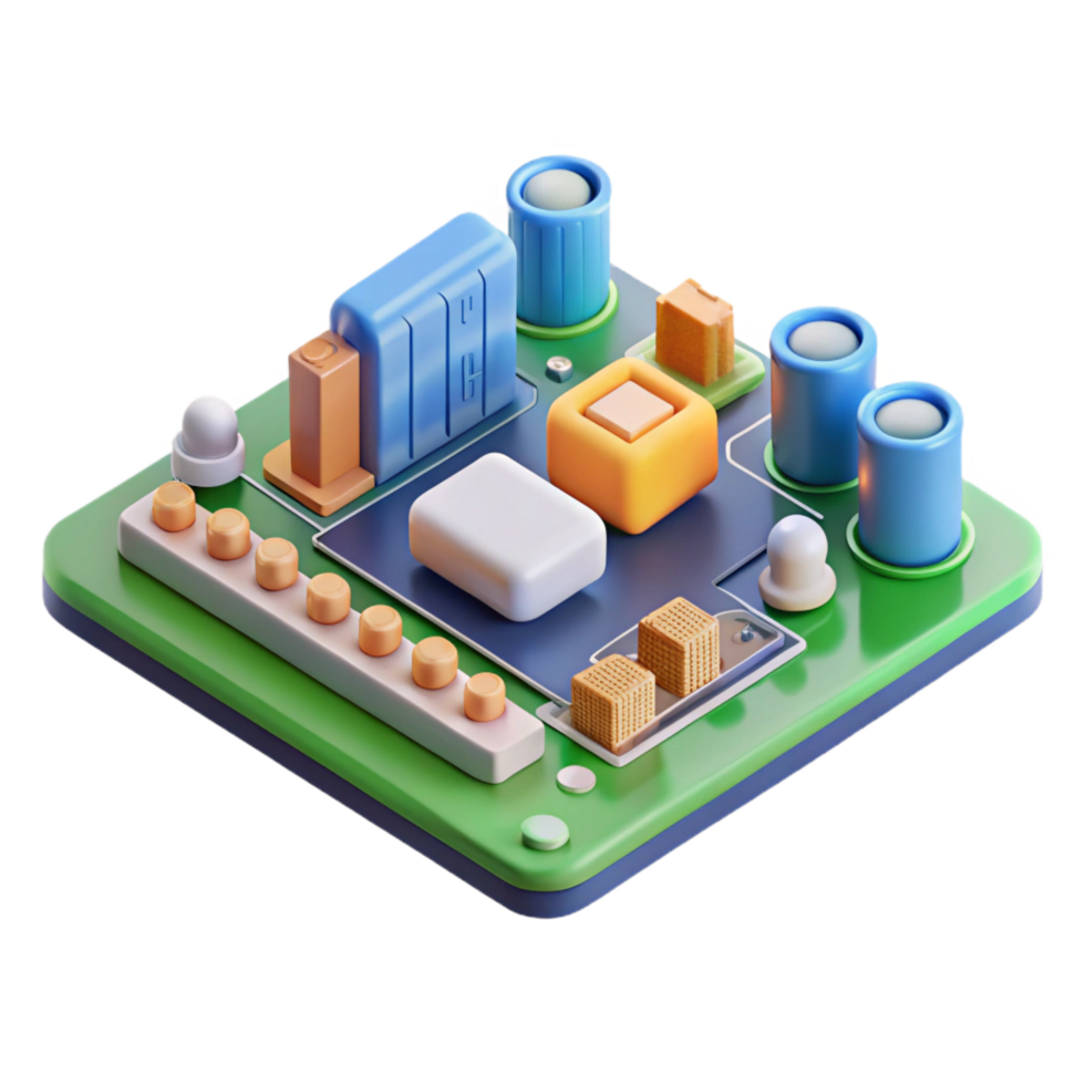 dazzling sought-after Circuit board with numerous components NO BACKGROUND with Transparent Background. png