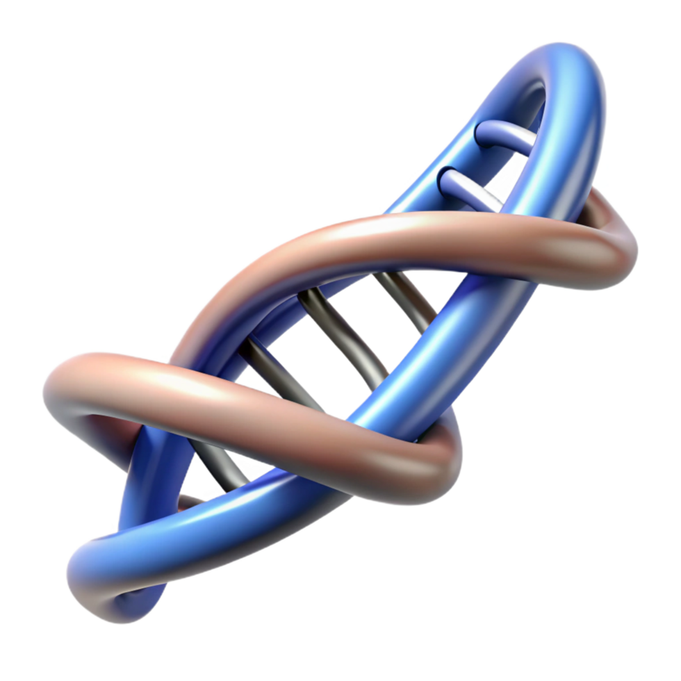 serene mid-century DNA double helix model, rotating slowly NO BACKGROUND with Transparent Background. original png