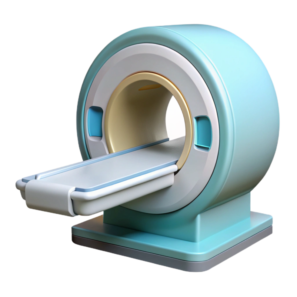 mysterious enchanting MRI machine scanner, open and empty NO BACKGROUND with Transparent Background. crisp png