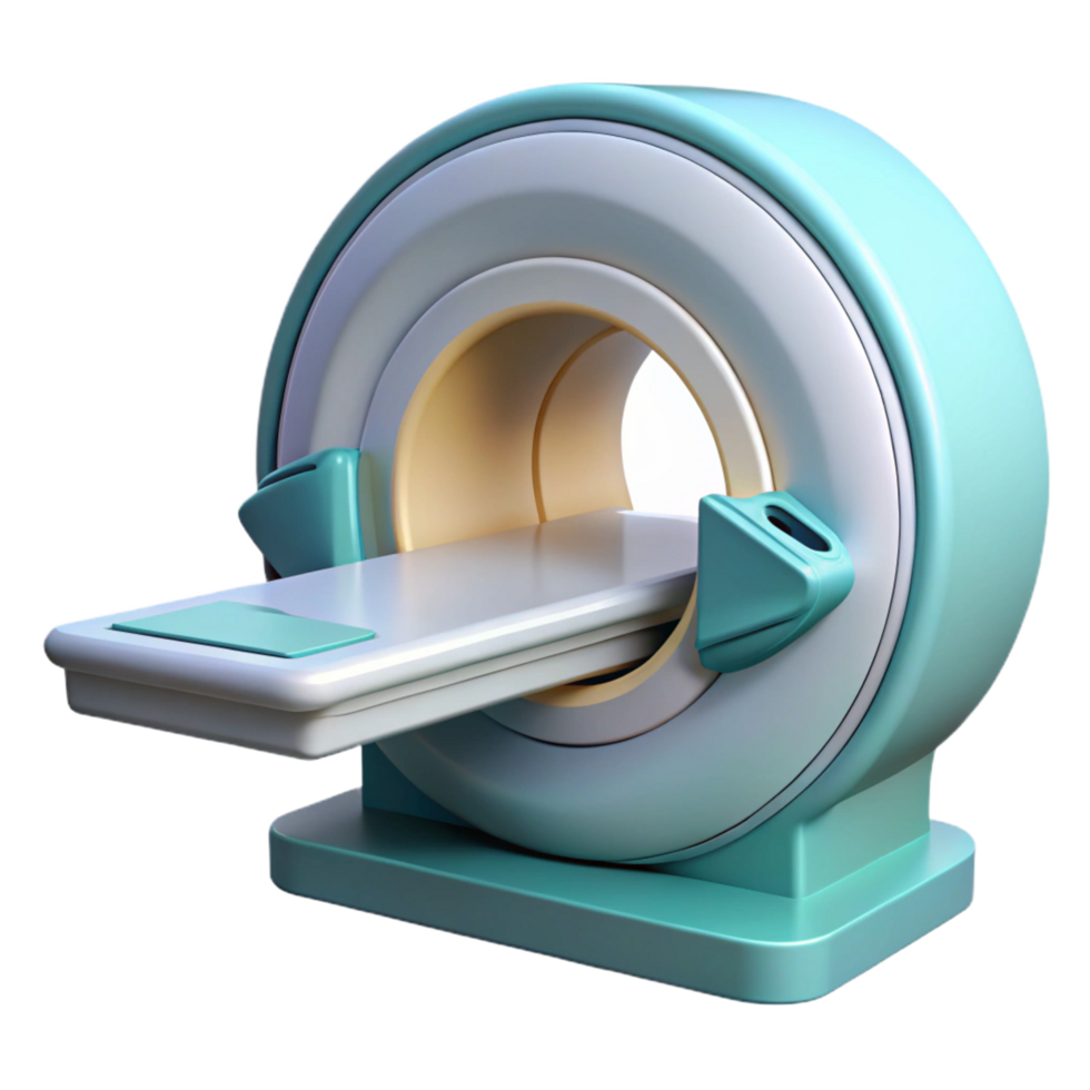 exceptional elegant MRI machine scanner, open and empty NO BACKGROUND with Transparent Background. fine detail png