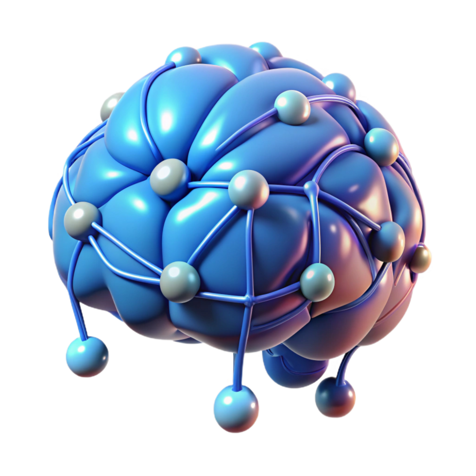 glorious gothic Artificial intelligence brain, glowing connections NO BACKGROUND with Transparent Background. elite png
