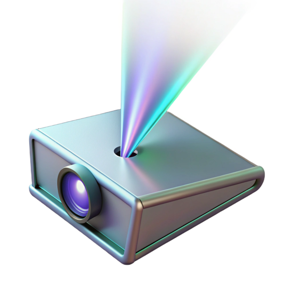 sumptuous reflective modern Hologram projector emitting a beam of light NO BACKGROUND with Transparent Background. precision png