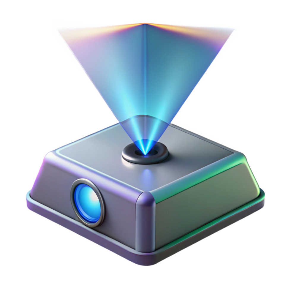 mesmerizing dynamic creative Hologram projector emitting a beam of light NO BACKGROUND with Transparent Background. impeccable png