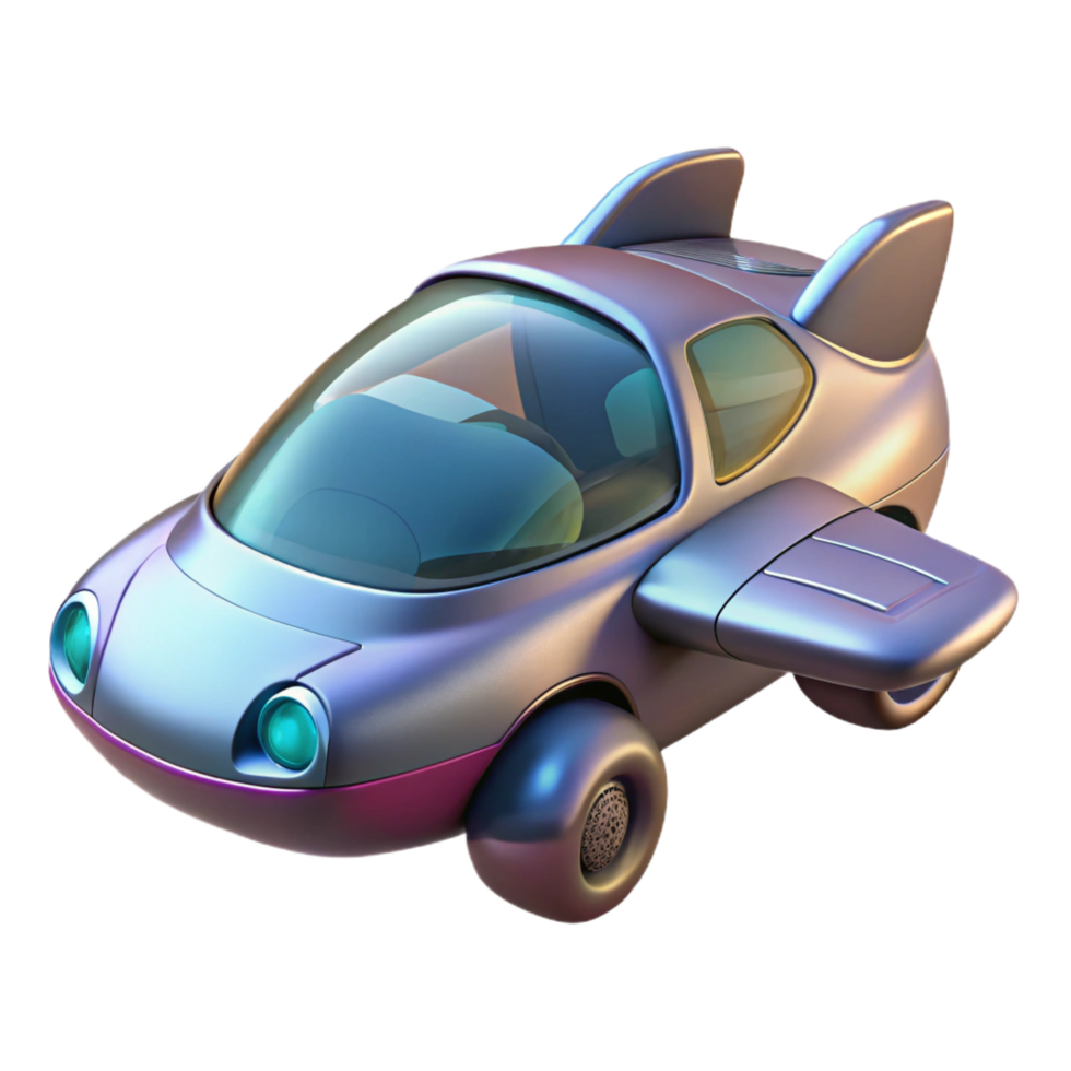 enchanting contemporary Flying car with futuristic design NO BACKGROUND with Transparent Background. impeccable png