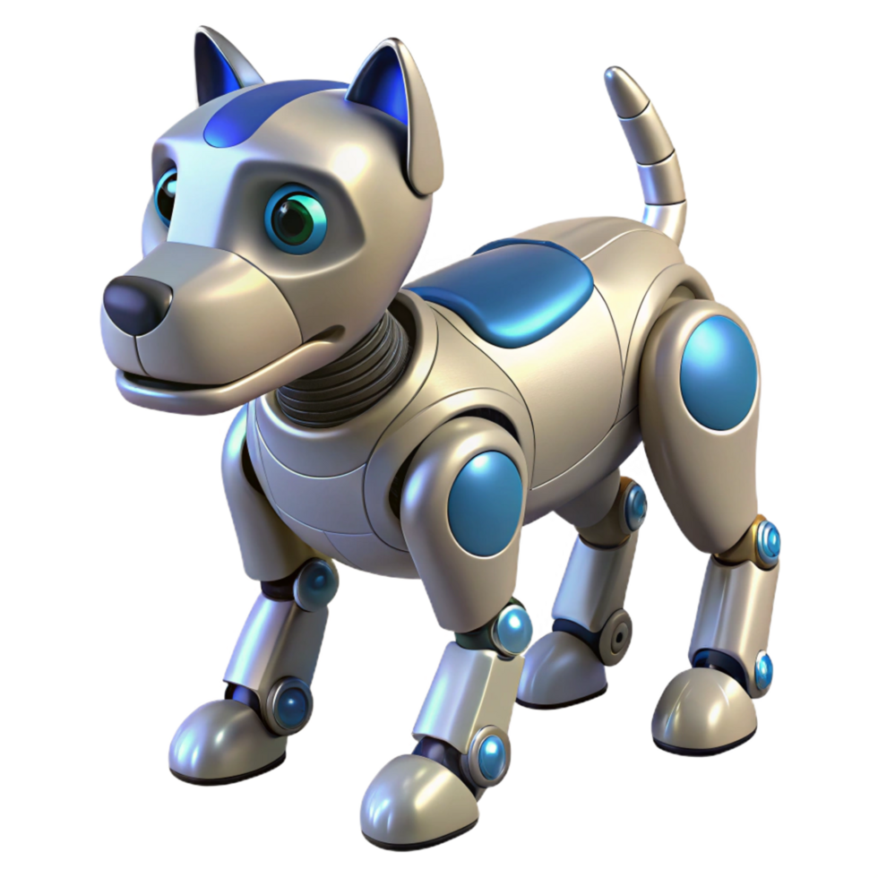 intense alluring Robot dog with moving legs and tail NO BACKGROUND with Transparent Background. elite png