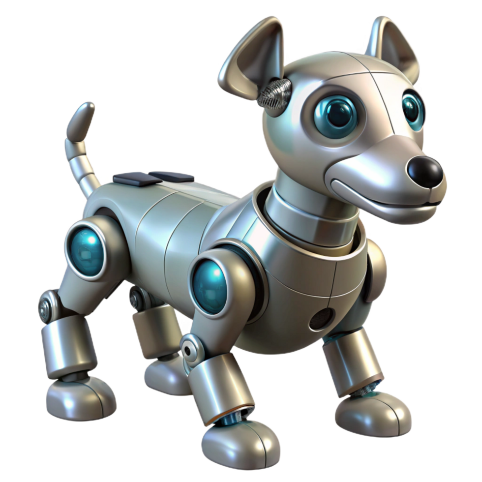 enchanting nordic Robot dog with moving legs and tail NO BACKGROUND with Transparent Background. luxury png