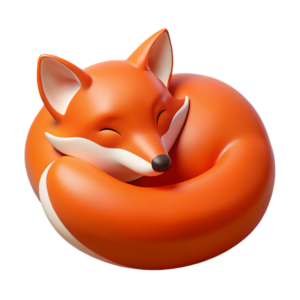 distinctive mid-century A resting red fox, curled up, NO BACKGROUND with Transparent Background. exclusive png