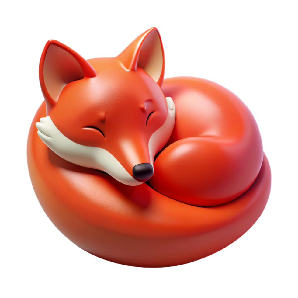 stunning surreal A resting red fox, curled up, NO BACKGROUND with Transparent Background. ultra HD png