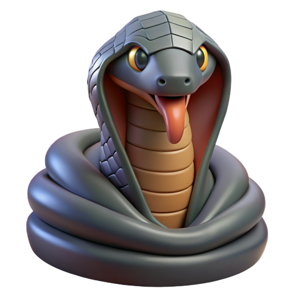 exquisite mysterious rustic A king cobra with hood flared, NO BACKGROUND with Transparent Background. ultra HD png