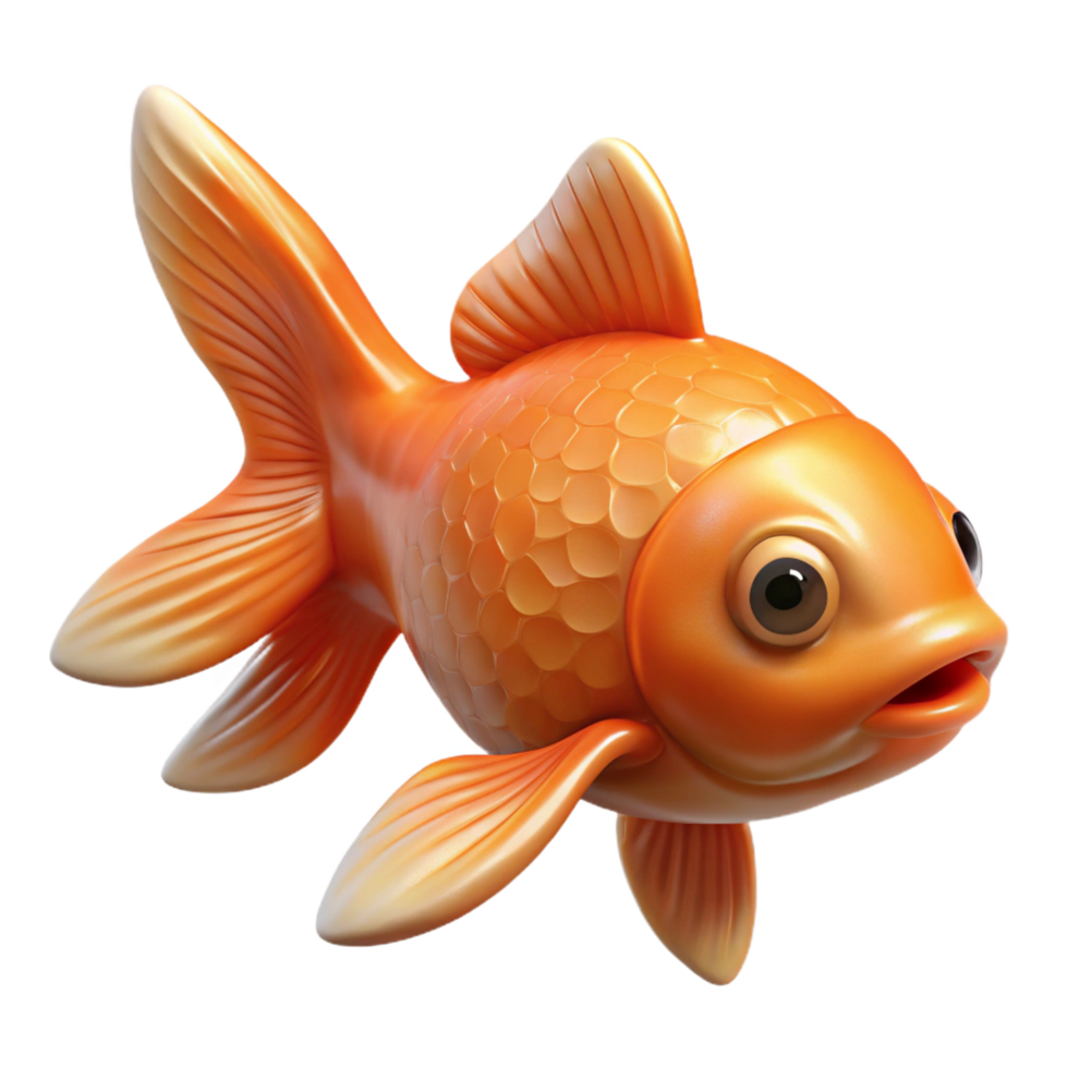 impressive passionate art deco A single goldfish swimming, NO BACKGROUND with Transparent Background. premium png