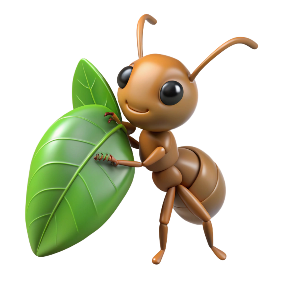 exquisite calm victorian A single ant carrying a leaf, NO BACKGROUND with Transparent Background. sharp png